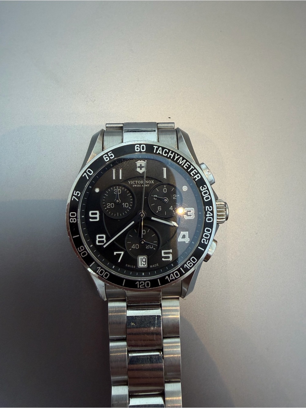 Victorinox Stainless Steel Chronograph Watch - Black and Silver